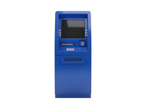 A modern blue automated teller machine for secure financial transactions