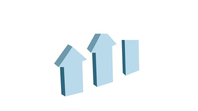 3D Light Blue Upward Arrows Animation, Decline Decrease and Business Trend Concept Motion Graphic. 4K video.