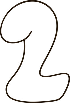 Cute number two bold hand drawn digital illustration minimalist white cartoon font for decoration