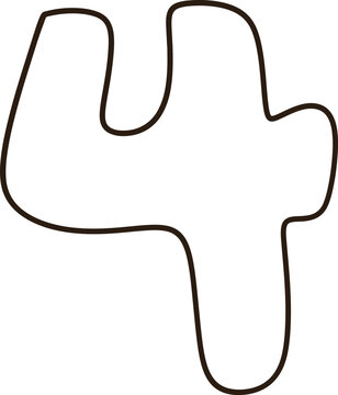 Cute number four bold hand drawn digital illustration minimalist white cartoon font for decoration
