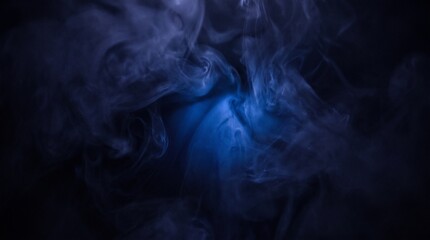 Fototapeta premium Indigo smoke swirls and blends against a dark background