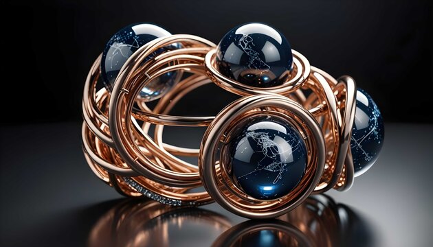 Luxury cosmic blue sphere ring in gold setting.