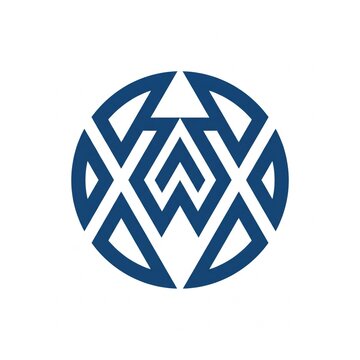 Minimalist Circular Blue Geometric W Letter Logo Icon
