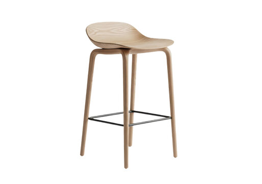 Modern wooden bar stool isolated on transparent background