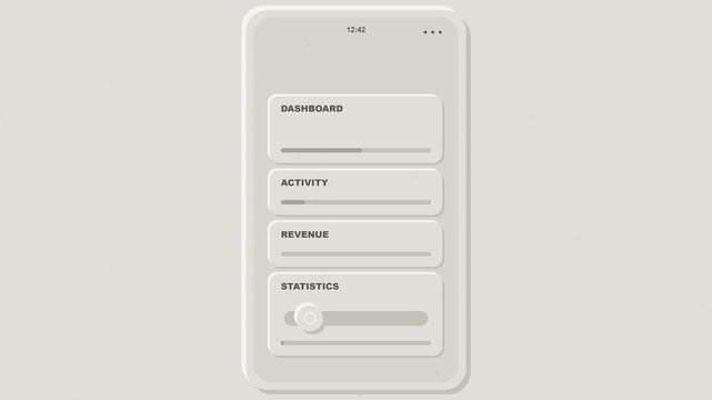 Mobile App Interface Loading With Neumorphic UI Design Elements