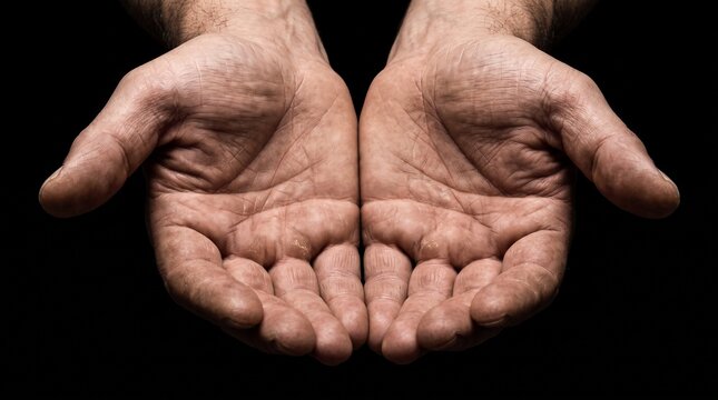 Open hands reaching out, symbolizing hope, poverty, and the need for support and charity