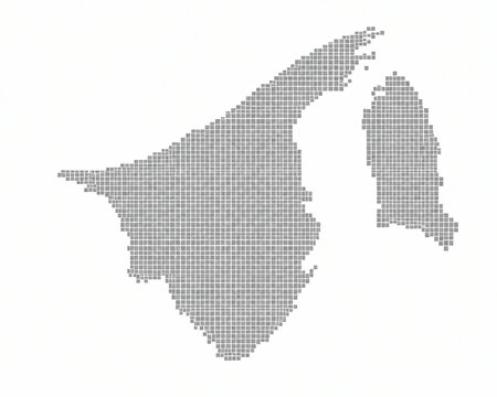 Brunei map shape with a grey plaid pattern isolated on white background