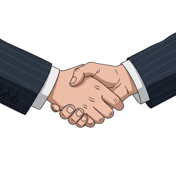 Professional business handshake between two people in suits isolated on transparent background