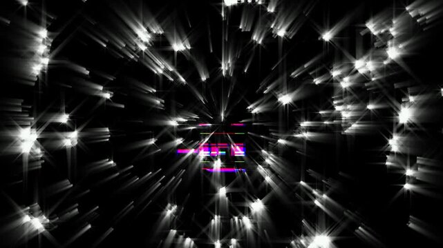 Digital glitch countdown timer with neon numbers and black sparkling light background with futuristic countdown glitchy