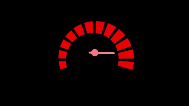 Minimal speedometer gauge with a needle and segmented arc measurement or status indicator animation