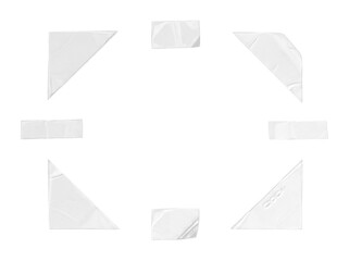 Fototapeta premium Clear tape strips scattered white background design element