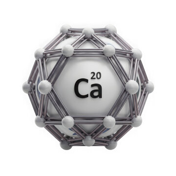 Calcium chemical element symbol ca on a futuristic molecular structure 3d render icon design isolated on transparent background , PNG
