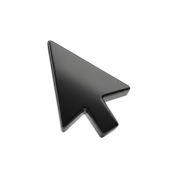 Black computer mouse cursor arrow icon isolated on transparent background