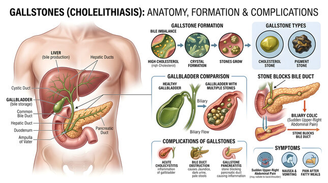 Gallstones Cholelithiasis Anatomy Formation Complications Symptoms and Treatment Explained