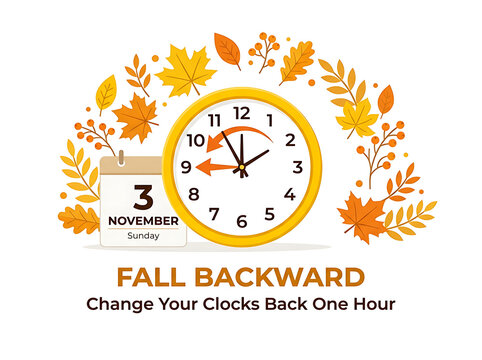 Daylight Saving Time ends with clock falling back one hour in November autumn season