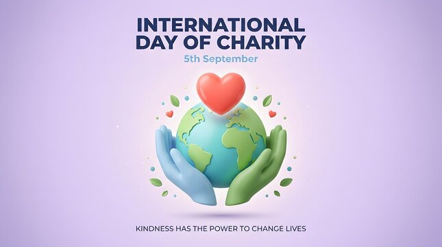 Hands cradling a globe with a heart a vector illustration for charity