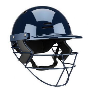 Black baseball catcher protective helmet mask isolated on white background