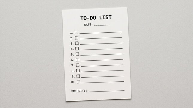 Blank to-do list paper for daily task management planning.