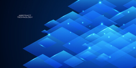 Naklejka premium Abstract Blue Isometric Technology Background with Glowing Geometric Digital Elements
