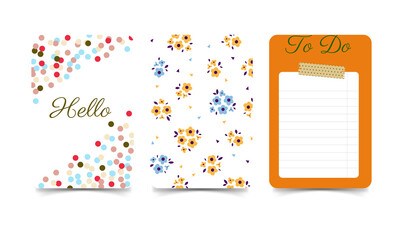 Colorful hello cards and to-do list for stationery needs on transparent background © Sowaiba Creative