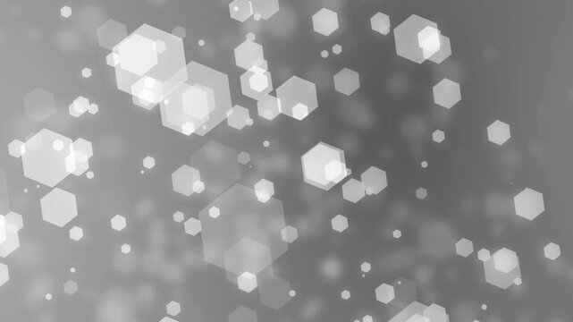 Soft bokeh background with floating hexagonal light shapes dreamy abstract animation