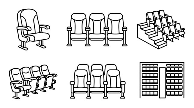 Auditorium Chair Layout CAD Vector Icons for Architectural Design