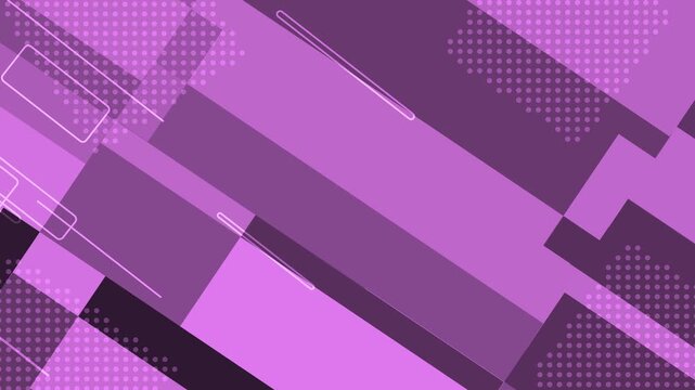 Abstract geometric background with overlapping rectangles dotted halftone patterns and angular lines animation