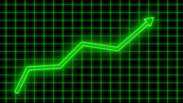Glowing zigzag arrow showing upward trend animation