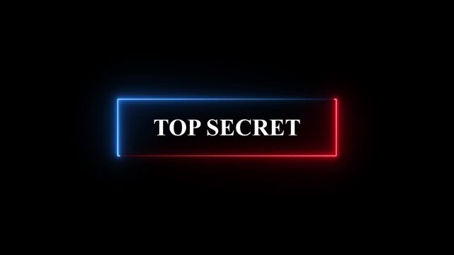 Glowing neon rectangle Top secret grunge stamp symbol 3d editable text effect.4k motion graphics video animation..