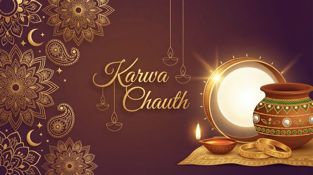 Happy karwa chauth celebration banner