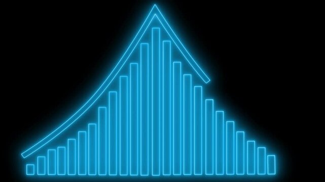 Neon-style glowing age distribution chart vertical bars forming animation