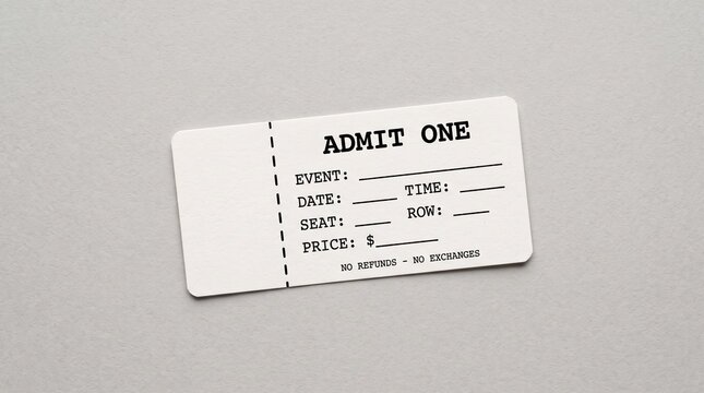 Blank admit one ticket for events and entertainment shows.