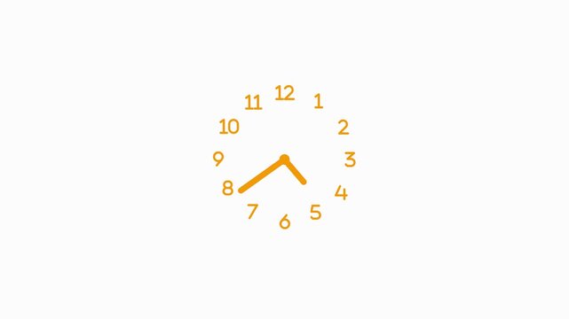 Simple minimal white analog clock face showing hour and minute hands pointing animation