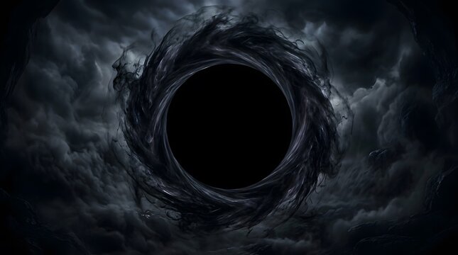 A chilling halloween scene depicts a dark ominous void surrounded by textured shadowy elements evoking a sense of mystery and impending doom for spooky