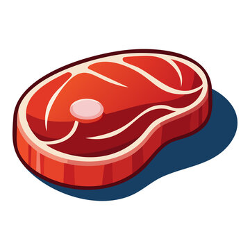 Premium raw beef slice vector graphic for butcher market packaging and steak cooking recipe