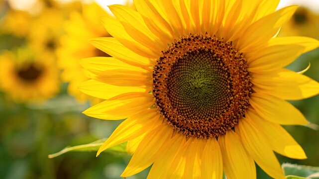Vibrant Sunflower in Golden Hour Field