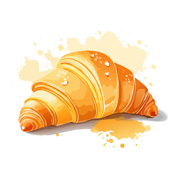 Freshly baked butter croissant vector illustration for French bakery menu poster and morning breakfast graphic element