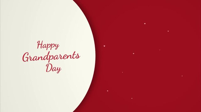 National grandparents day greeting card animation scalloped circle motion design with elegant typography on red background social media marketing assets
