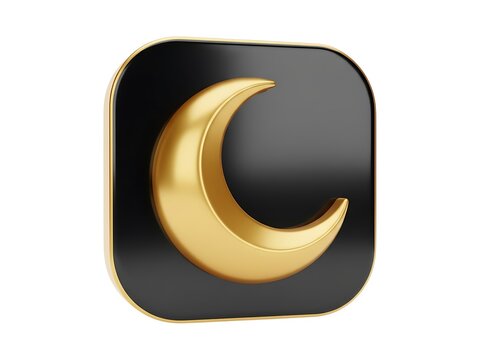 A golden crescent moon icon set against a dark rounded square background