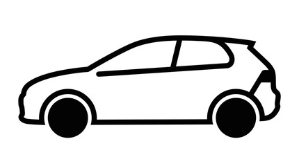 Fototapeta premium Minimalist hatchback car icon, simple side view vehicle silhouette vector illustration.
