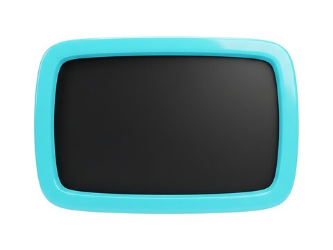 A vibrant cyan rounded rectangle frame with a dark black center isolated
