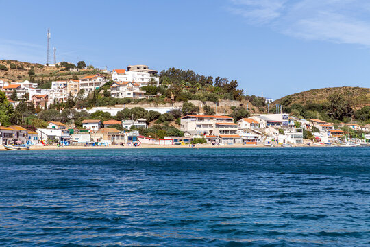 White houses on Mediterranean coast in Annaba, recreation and beach area. Algeria