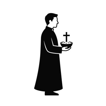 Priest Holding Holy Water and Cross Icon.