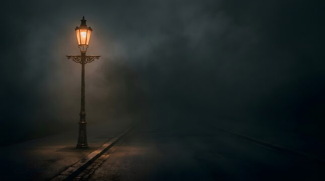 A hauntingly beautiful halloween scene featuring a vintage lamppost casting an eerie glow amidst a dark mysterious and subtly textured background perfect for spooky