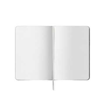 Open blank notebook with ribbon bookmark isolated on white background
