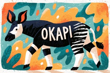Naklejka premium Artistic illustration of okapi animal walking figure