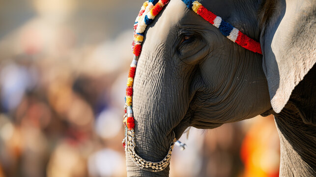 A Majestic Decorated Elephant Participating in the Grand Mysore Dasara Cultural Procession Event