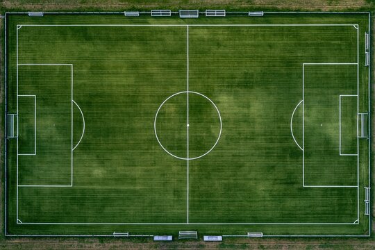 Aerial view of soccer stadium.