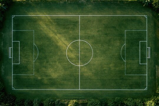 Aerial view of soccer stadium.