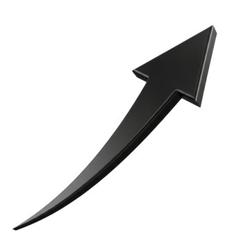Black upward arrow icon isolated on white background for business growth and success concept